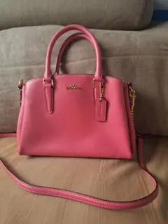 美品Coach ピンク ハンドバッグ ショルダーストラップ付き