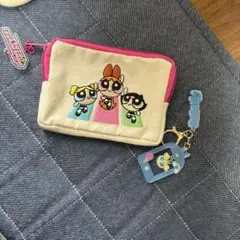 パワーパフガールズ チャーム付き刺繍ポーチ A パワパフ