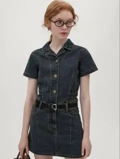 デニムミニワンピース　オープンカラー　Fano Studios