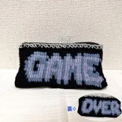 GAMEOVER ペンケース　ポーチ　筆箱　ハンドメイド　フラットポーチ　編み物
