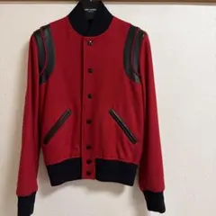 美品✨ SAINT LAURENT テディジャケット 34 赤 レザー ウール メルカリ