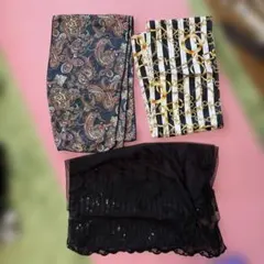 【3点セット】華やかショール ペイズリー / チェーン柄 / スパンコールレース