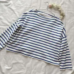 アメリカンホリック ボーダーカットソー ブルー×ホワイト L