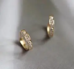 新品　CZダイヤモンドのミニフープピアス　925シルバー　k14gp