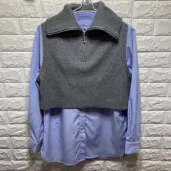 earth music&ecology SET Zipニットベスト+シャツ