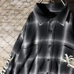 【美品】エクストララージ　オンブレチェック　ネルシャツ　両袖胸ポケット美麗刺繍