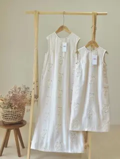 No.H2545 ハンドメイド親子お揃いリンクコーデ ノースリーブ花柄ワンピース