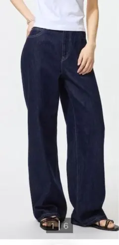 【裾上げなし】ユニクロ ワイドストレートジーンズ 22 グレー