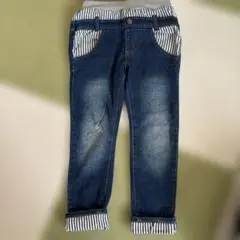 120cm ストライプデザイン デニムパンツ