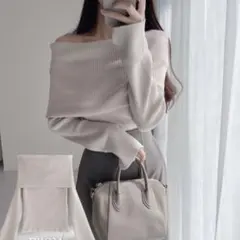 GRL オフショルダーフレアスリーブニットトップス[ru1034]