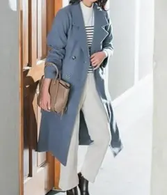 Honeys♡GLACIERダブル釦テーラードコート♡ブルーS♡美品♡ハニーズ♡