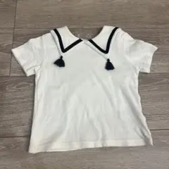 【新品未使用品!!】cottoli タッセル 襟付き 半袖 Tシャツ 90