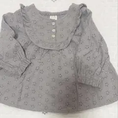 バースデイ　グレー　コットンシャツ　女子　80㎝