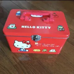 レア　昭和レトロ　キティちゃん空き缶　トランク型缶　スーツケース　旅行鞄　レッド