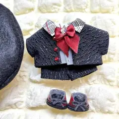 10cm ぬい服　ベレー　スーツ　赤
