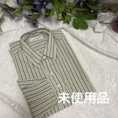 メンズ　ベルメゾン　ストライプシャツ　長袖　コットン　M 未使用品のサムネイル