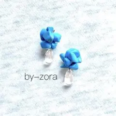 ハウライト トルコブルー クリア ドロップ ビーズ シルバー イヤリング ピアス