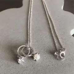 e.m. ジルコニア×パール　ベビーリングネックレス