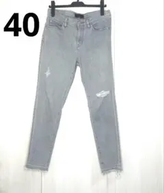 FRAMeWORK デニムパンツ　グレー　40 ダメージ加工のサムネイル