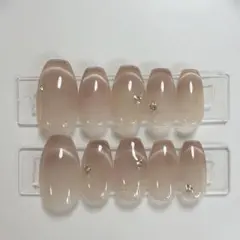 【現品】ネイルチップ 韓国風 マグネット ベージュ シンプル フレンチ