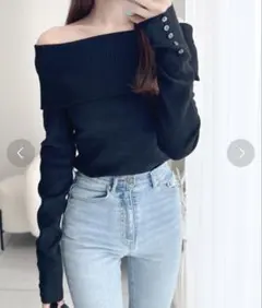 mily bilet 長袖ニット　ブラック