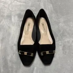 DIANA ダイアナ　フラットシューズ　スエード　リボン黒