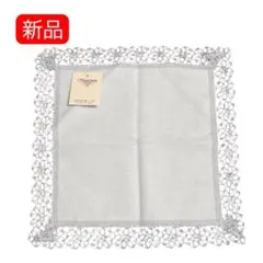 新品 近沢レース店 タオルハンカチ レース 日本製 ブルー