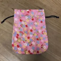 巾着　西陣織　ピンク　金色