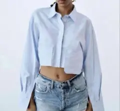 ZARA クロップド丈ショートシャツ　Mサイズ