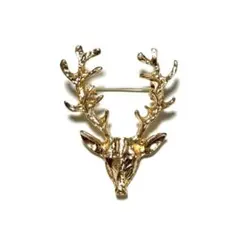 BR-400 ♡ 鹿 トナカイ deer アニマルヘッド ゴールド ブローチ ♡