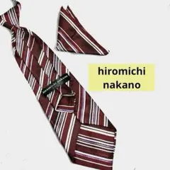 ヒロミチナカノ キッズ フォーマル ネクタイ チーフ ストライプ 赤 白 紫