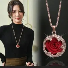 超人気　レディース　ネックレス　ペンダント　ロング　レッド　フラワー　豪華