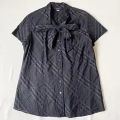 【美品】バーバリーロンドン　ボウタイシャツ　ノバチェック　リボン　大きいサイズ