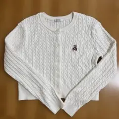 INGNI ホワイト ケーブルニット カーディガン