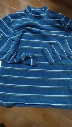 ネイビー ストライプ フリース 長袖カットソー