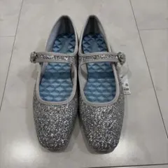 LOWRYS FARM シルバーグリッターバレエシューズ
