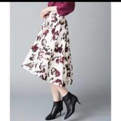 美品　アナイ　スカート  ひざ丈　36 花柄 アナイ ANAYI フレアスカート ひざ丈 花柄 36 S ピンク 白