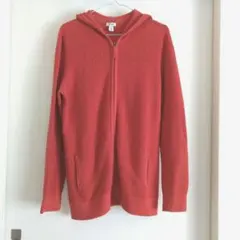 L.L.Bean テラコッタ ダブルジップパーカー ワッフル カシミヤ混 Lのサムネイル
