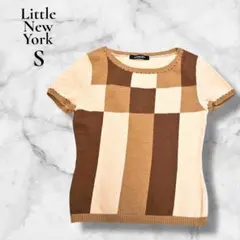 Little New York 半袖ニット S ウールアンゴラ混 ビーズ装飾のサムネイル