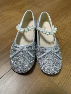 21.5cm シルバー ビーズ装飾 フォーマルシューズ
