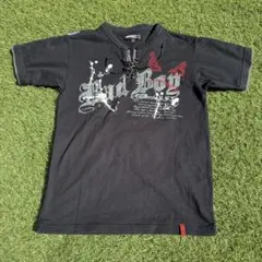 934 BADBOY Lace Up Y2K Grunge Tee Blackのサムネイル