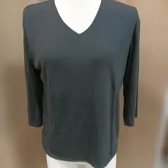 日本製黒い7分袖vネックTシャツ Lサイズ3900円値下げ