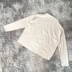 ハイネック長袖Tシャツ　モックネック　ゆったりシルエット　男女兼用　アイボリー