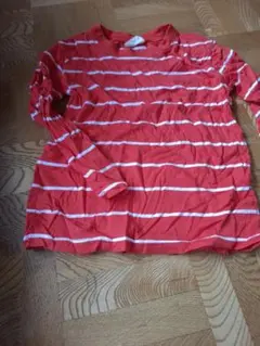 YellowFace赤と白のストライプ長袖カットソー 110