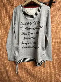 innocé 長袖カットソー グレー ストライプ