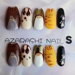 【S-266】猫デザインꕤ︎︎３匹猫ネイルチップ ꕤ︎︎Sサイズ