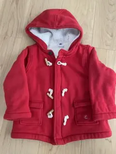 お値下げ★プチバトー　赤フリースコート フード付き