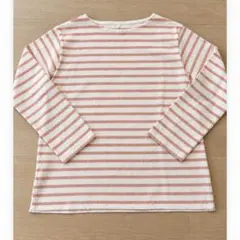 無印良品 ボーダー長袖Tシャツ サーモンピンク S