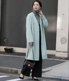 URBAN RESEARCH ROSSO Vネックノーカラーコートfreeミント