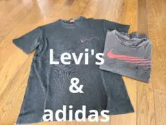 Levi's ダークグレー Tシャツ Lサイズ+オマケ・adidasTシャツM